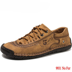 Luxury Leather Men's Casual Shoes Outdoor Men Sneakers Trainers Lace-up Flats Driving Comfort Loafers Handmade Sewing Footwear