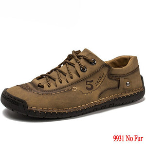 Luxury Leather Men's Casual Shoes Outdoor Men Sneakers Trainers Lace-up Flats Driving Comfort Loafers Handmade Sewing Footwear