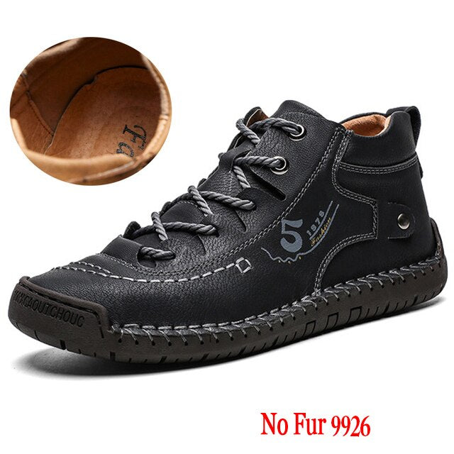 Luxury Leather Men's Casual Shoes Outdoor Men Sneakers Trainers Lace-up Flats Driving Comfort Loafers Handmade Sewing Footwear