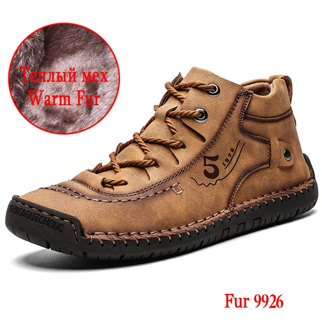 Luxury Leather Men's Casual Shoes Outdoor Men Sneakers Trainers Lace-up Flats Driving Comfort Loafers Handmade Sewing Footwear