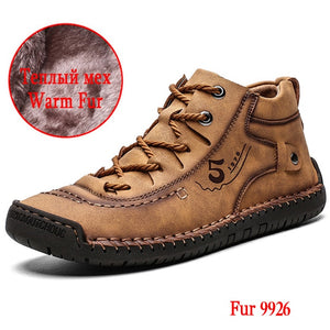 Luxury Leather Men's Casual Shoes Outdoor Men Sneakers Trainers Lace-up Flats Driving Comfort Loafers Handmade Sewing Footwear