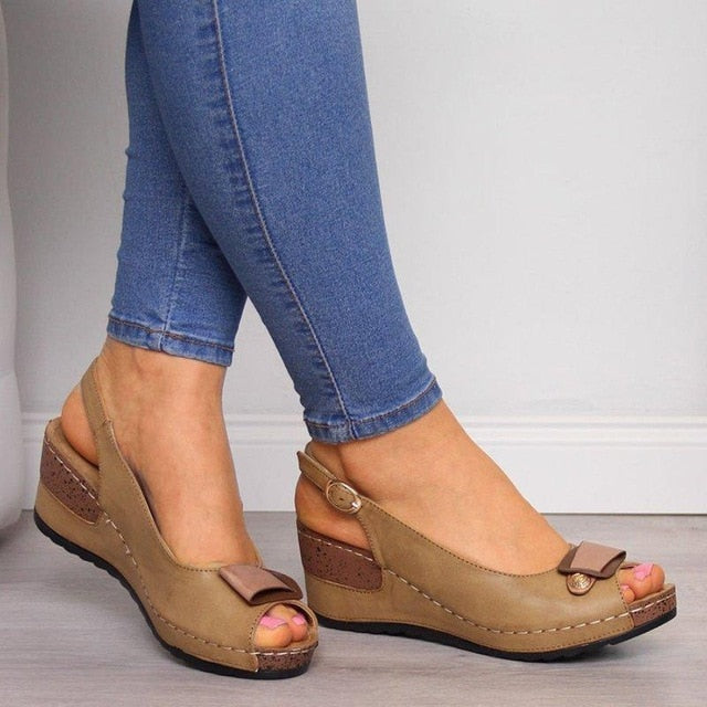 Pearl Platform Wedges Sandals For Women Weave Female Causal High Heels Open Toe Comfort Fish Mouth shoes zapatos de mujer