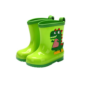 Rain Boots Kids Winter Girl Cute 3D Dinosaur Children's Boys Boots Plush Warm Ankle PVC Waterproof Baby Water Shoes Rainboots