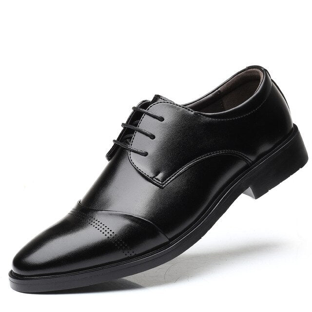 NXY Black Oxford Shoes Retro Lace Up Big Size Mens Formal Derby Shoes Pointed Toe Business Dress Flats for Wedding Party 6-13
