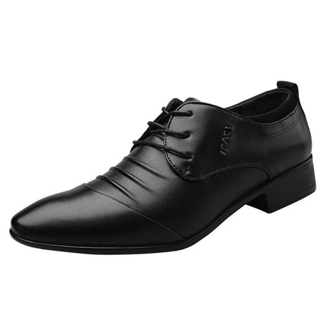 Men Leather Shoes Oxford PU Leather Men's Dress Shoes Business Flat Shoes Breathable Men's Banquet Wedding Shoes Office Loafers
