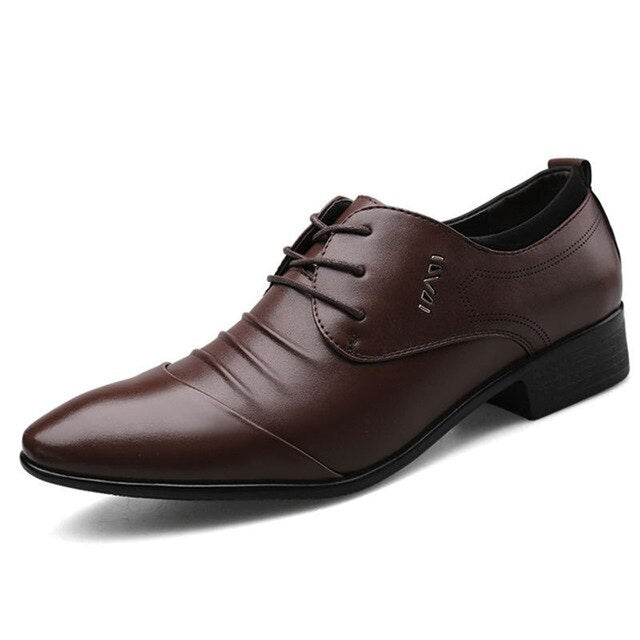 Men Leather Shoes Oxford PU Leather Men's Dress Shoes Business Flat Shoes Breathable Men's Banquet Wedding Shoes Office Loafers