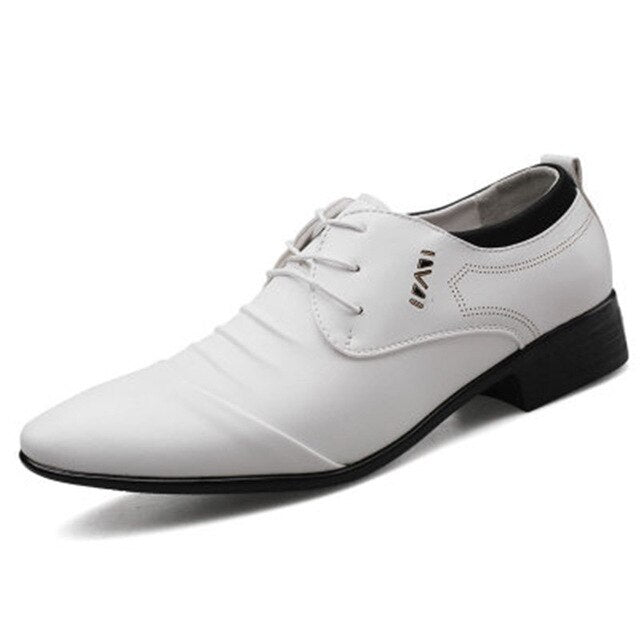 Men Leather Shoes Oxford PU Leather Men's Dress Shoes Business Flat Shoes Breathable Men's Banquet Wedding Shoes Office Loafers