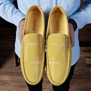 Spring Summer NEW Men's Loafers Comfortable Flat Casual Shoes Men Breathable Slip-On Soft Leather Driving Shoes Moccasins
