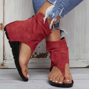 Summer Female Flip Flop Zipper Casual Woman Sandal Ladies Sandals Clip Toe Flat Women Platform PU leather Gladiator Shoes
