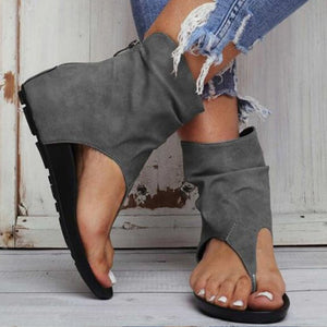 Summer Female Flip Flop Zipper Casual Woman Sandal Ladies Sandals Clip Toe Flat Women Platform PU leather Gladiator Shoes