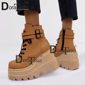 DORATASIA Luxury Brand New INS Hot Ladies High Platform Boots Fashion High Heels Ankle Boots Women 2020 Party Wedges Shoes Woman