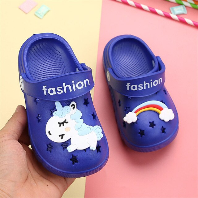 2020 Kids Slippers Cartoon Summer Beach Croc Shoes For Children Shark Outdoor Boys Garden Clogs Unicorn Non Slip Girls Sandals