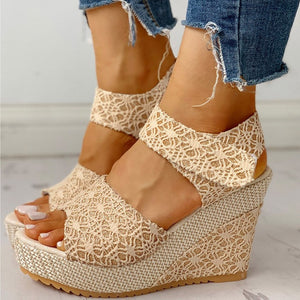 Summer Women's platform sandals Wedges shoes for women Heel Floral Flower Lace-up women beach Shoes Footwear zapatos de mujer