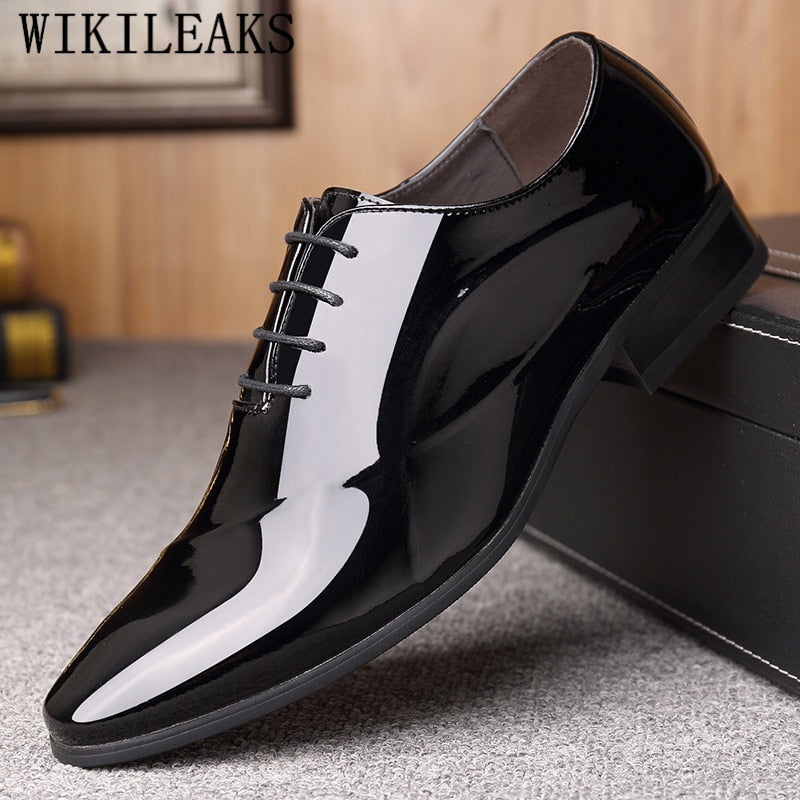 Italian Luxury Brand Patent Leather Oxford Shoes For Men Classic Men Formal Wedding Shoes Office Dress Shoes Designer Business