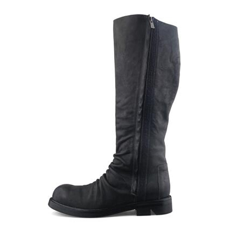 Handmade Customize Men Genuine Leather Knee High Boots Chukka Luxury Trainers Riding Equestria Boots Zip Shoes