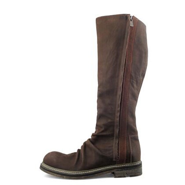 Handmade Customize Men Genuine Leather Knee High Boots Chukka Luxury Trainers Riding Equestria Boots Zip Shoes