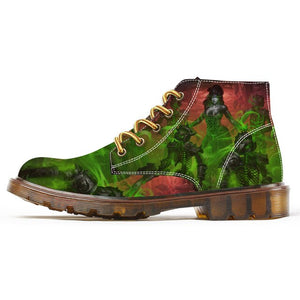 Fashion Boots for Men Unique Cool Skull Print Motorcycle Combat Boots Man Chukka Custom Shoes Male Ankle Boots