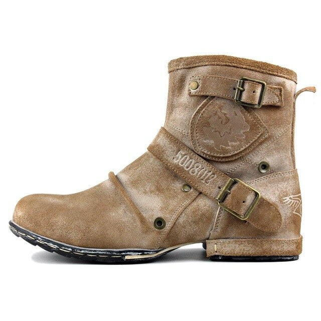 Men's Ankle Boots Cowboy Chukka Boots Zipper-up Motorcycle Boots Genuine Leather Men Handmade Western Boots Designer Shoes