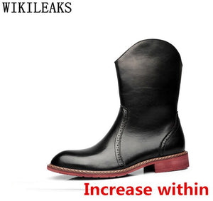 Cowboy Boots Mens Chukka Boots Men Brogues Knight Elevator Shoes For Men Boots Genuine Leather Designer Shoes Chaussure Homme