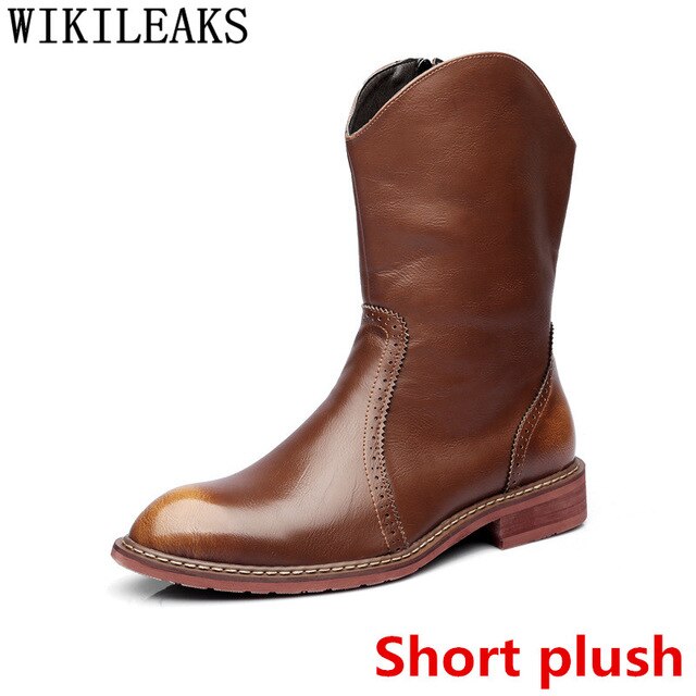 Cowboy Boots Mens Chukka Boots Men Brogues Knight Elevator Shoes For Men Boots Genuine Leather Designer Shoes Chaussure Homme