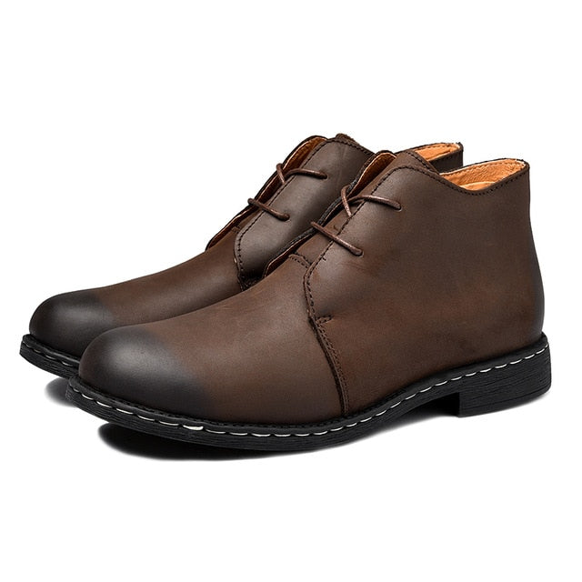 Big size 38-47 Ankle Boots for Men Business Chukka Mens Boots High Top Casual Shoes Outdoor Leather Mens Winter Shoes Male w5