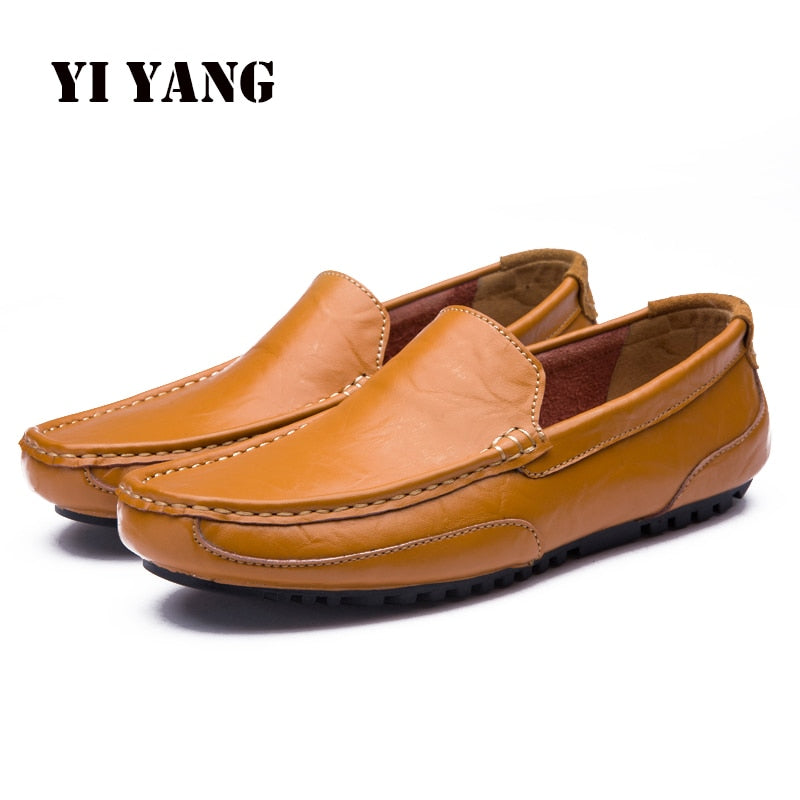 Loafers Men Shoes Genuine Leather Fashion Casual Breathable Moccasins Shoes Comfortable Flat Slip on Male Shoes Big Size38-48