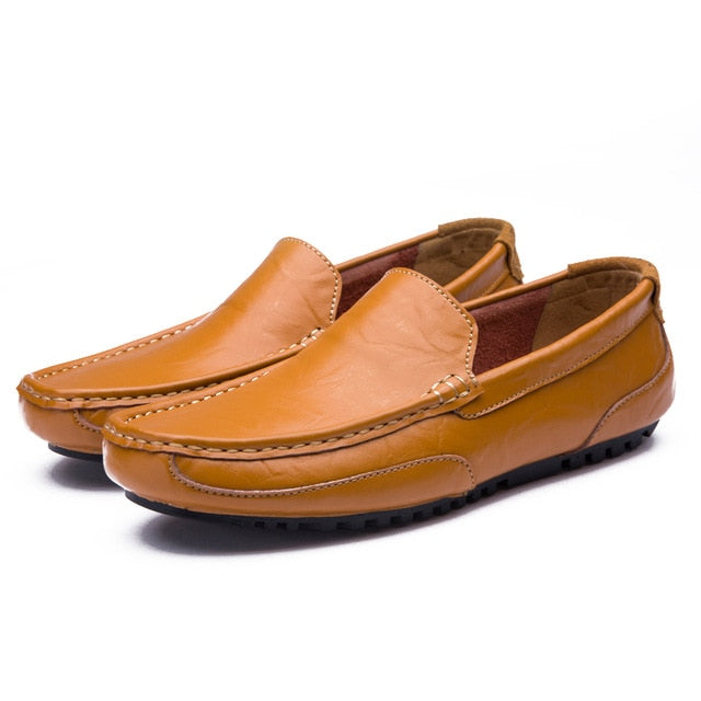 Loafers Men Shoes Genuine Leather Fashion Casual Breathable Moccasins Shoes Comfortable Flat Slip on Male Shoes Big Size38-48