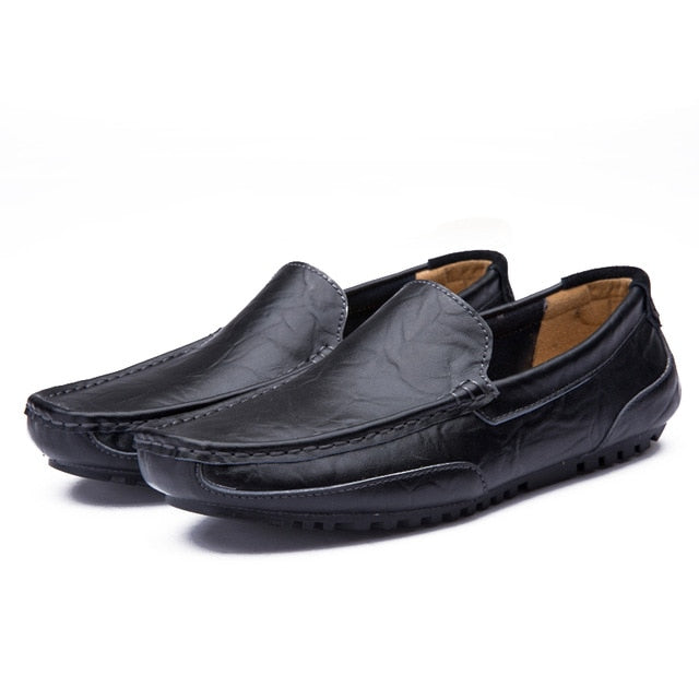 Loafers Men Shoes Genuine Leather Fashion Casual Breathable Moccasins Shoes Comfortable Flat Slip on Male Shoes Big Size38-48