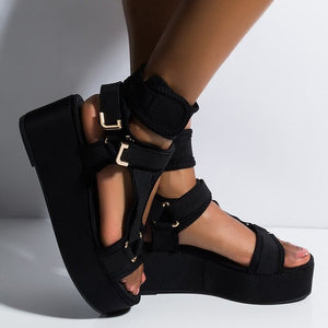 Wedges Gladiator Sandals Shoes Woman Platform Ankel Strap Flats Comfortable Beach Shoes Sandals Open Toe Sandals#s