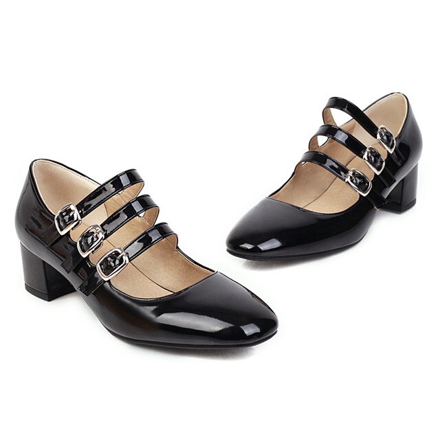 Mary Jane Shoes for Women Medium Heels Pumps Block Heel Womens Shoes 2020 New Fashion Dress Office Ladies Shoes Yellow White