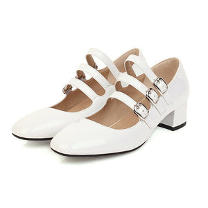 Mary Jane Shoes for Women Medium Heels Pumps Block Heel Womens Shoes 2020 New Fashion Dress Office Ladies Shoes Yellow White