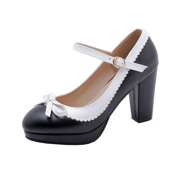 Girseaby Spring summer Woman Mary jane pumps platfom thick heels lady ankle strap party Dress Sweet shoes Large size 48