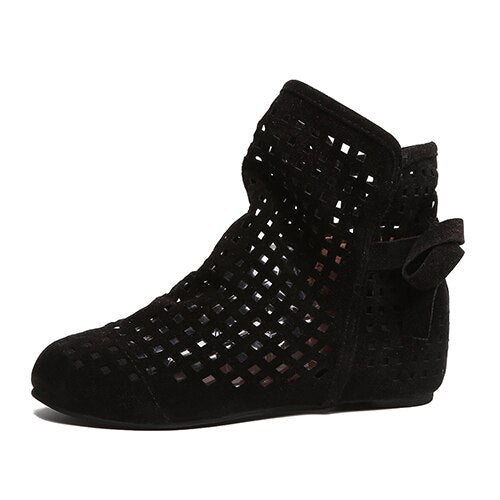 Rome Women Ankle Boots Woman Height Increasing Gladiator Ladies Hollow Out Famale Lace Up Women's Footwear Casual Solid Shoes