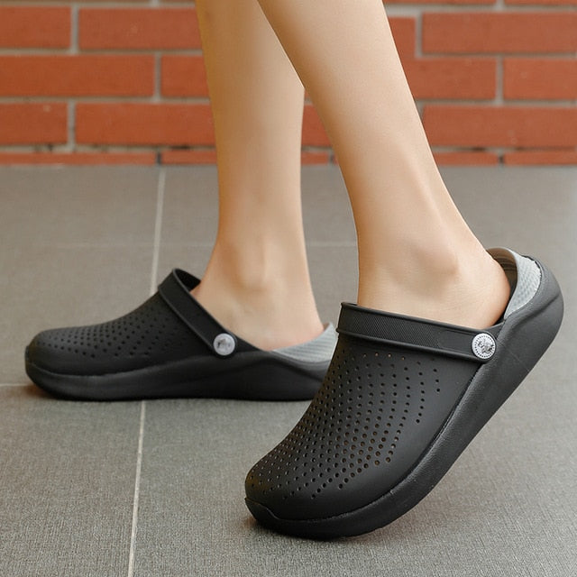 White sandals Men Crocks LiteRide Hole Shoes Crok Rubber Clogs For Women Garden Shoes Crocse Adulto Cholas Sandalias Hombre