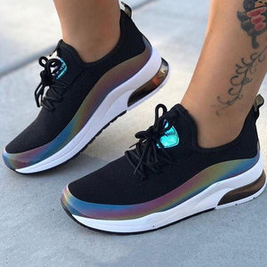 Fashion Mesh Air-Cushion Flat Women Chunky Sneakers Platform Lace Up Vulcanized Shoes Outdoor Trainer Zapatos De Mujer Shoes