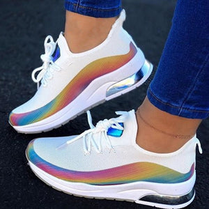 Fashion Mesh Air-Cushion Flat Women Chunky Sneakers Platform Lace Up Vulcanized Shoes Outdoor Trainer Zapatos De Mujer Shoes