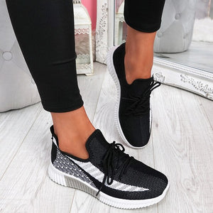 Fashion Mesh Air-Cushion Flat Women Chunky Sneakers Platform Lace Up Vulcanized Shoes Outdoor Trainer Zapatos De Mujer Shoes