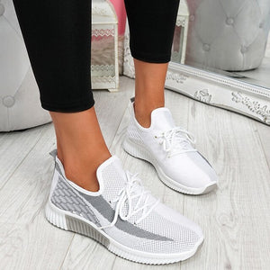 Fashion Mesh Air-Cushion Flat Women Chunky Sneakers Platform Lace Up Vulcanized Shoes Outdoor Trainer Zapatos De Mujer Shoes