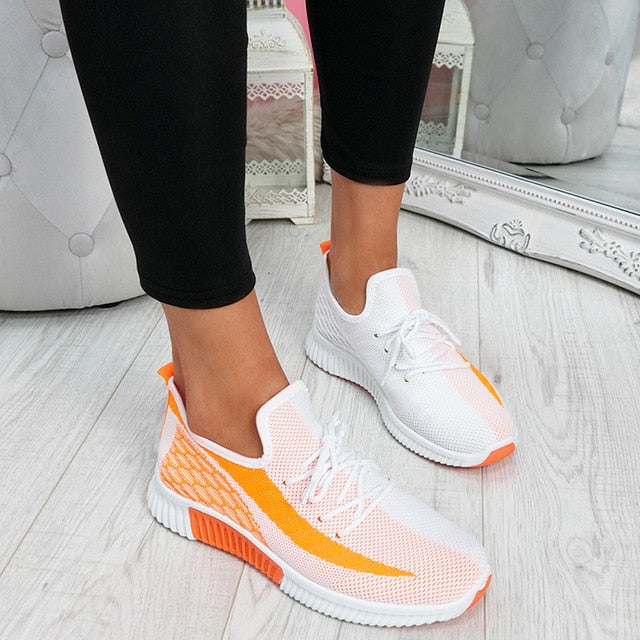 Fashion Mesh Air-Cushion Flat Women Chunky Sneakers Platform Lace Up Vulcanized Shoes Outdoor Trainer Zapatos De Mujer Shoes