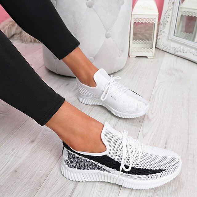 Fashion Mesh Air-Cushion Flat Women Chunky Sneakers Platform Lace Up Vulcanized Shoes Outdoor Trainer Zapatos De Mujer Shoes