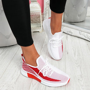 Fashion Mesh Air-Cushion Flat Women Chunky Sneakers Platform Lace Up Vulcanized Shoes Outdoor Trainer Zapatos De Mujer Shoes