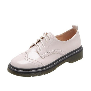 CoolCept Women Flats Shoes New Spring Casual Brogue Shoes Women Round Toe Lace Up Daily Party Vacation Footwear Size 34-43