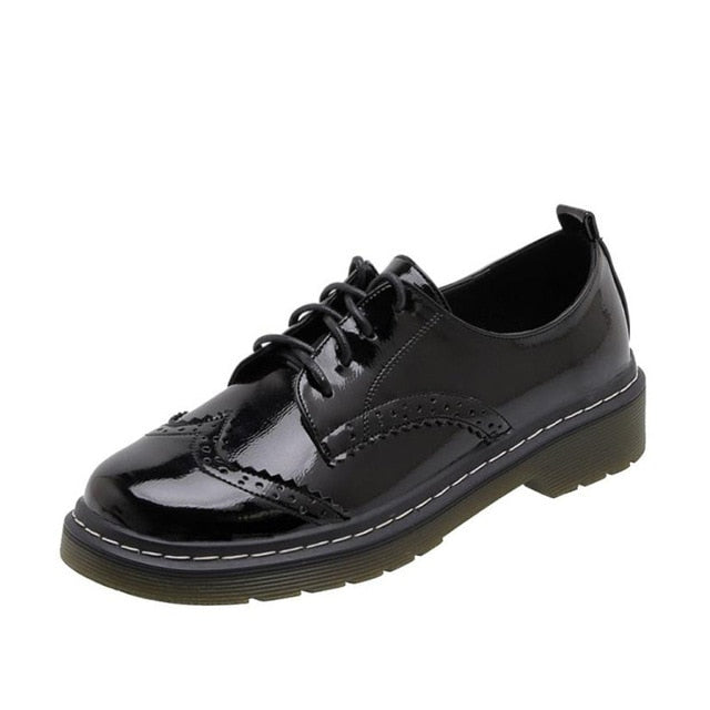CoolCept Women Flats Shoes New Spring Casual Brogue Shoes Women Round Toe Lace Up Daily Party Vacation Footwear Size 34-43