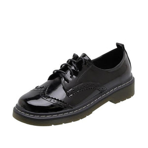 CoolCept Women Flats Shoes New Spring Casual Brogue Shoes Women Round Toe Lace Up Daily Party Vacation Footwear Size 34-43