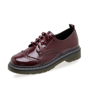 CoolCept Women Flats Shoes New Spring Casual Brogue Shoes Women Round Toe Lace Up Daily Party Vacation Footwear Size 34-43