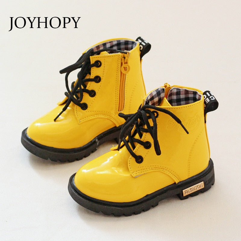 Girls Leather Boots Boys Shoes Spring Autumn PU Leather Children Boots Fashion Toddler Kids Boots Warm Winter Boots