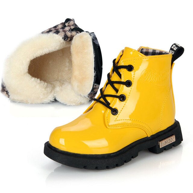 Girls Leather Boots Boys Shoes Spring Autumn PU Leather Children Boots Fashion Toddler Kids Boots Warm Winter Boots