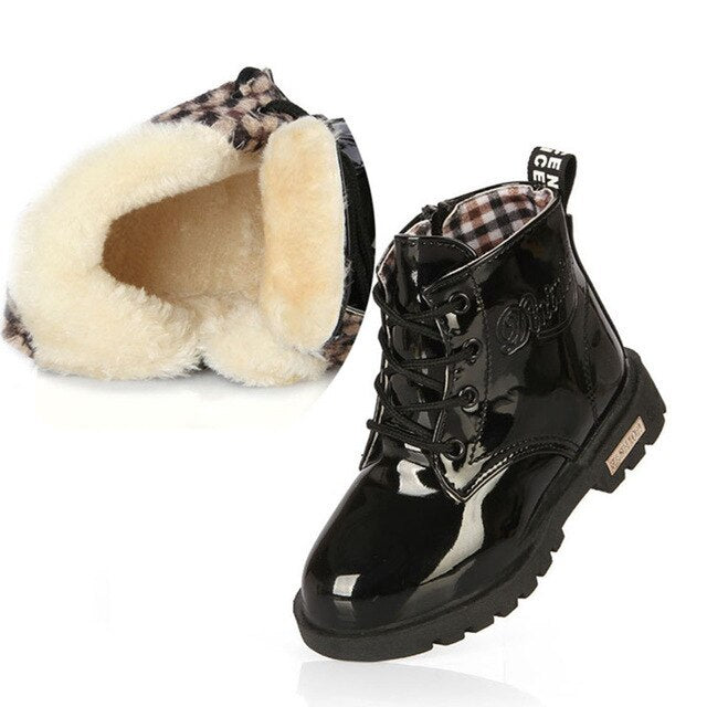 Girls Leather Boots Boys Shoes Spring Autumn PU Leather Children Boots Fashion Toddler Kids Boots Warm Winter Boots