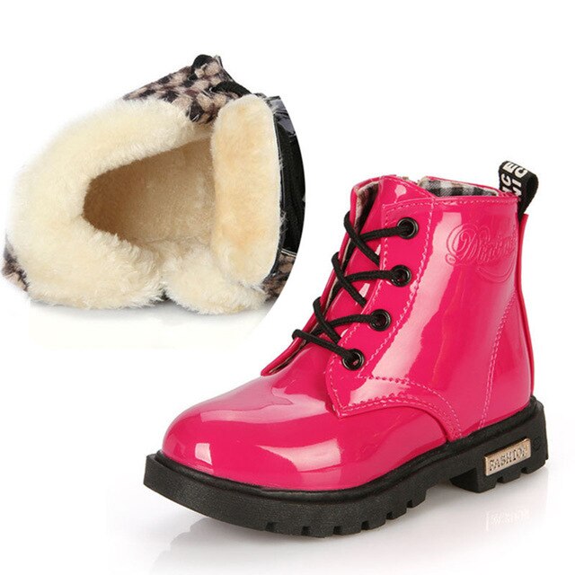 Girls Leather Boots Boys Shoes Spring Autumn PU Leather Children Boots Fashion Toddler Kids Boots Warm Winter Boots