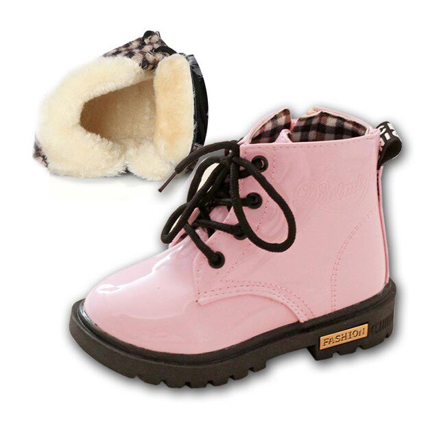 Girls Leather Boots Boys Shoes Spring Autumn PU Leather Children Boots Fashion Toddler Kids Boots Warm Winter Boots